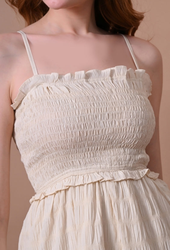 Cream Smocked Women's Smocked Dresses for Women