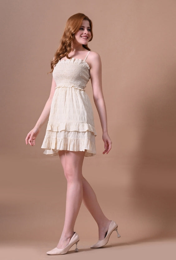 Cream Smocked Women's Smocked Dresses for Women