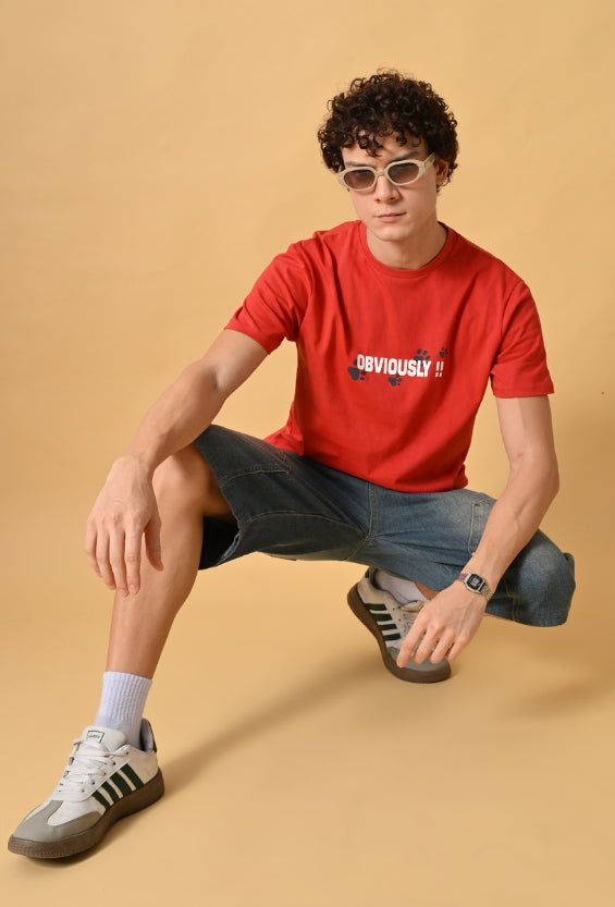 Crimson Red Men's Regular Fit T-Shirts | 100% Cotton for Men