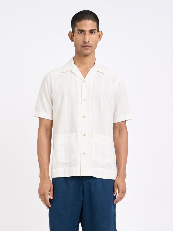 Cuban Short Sleeve Shirt Davey White