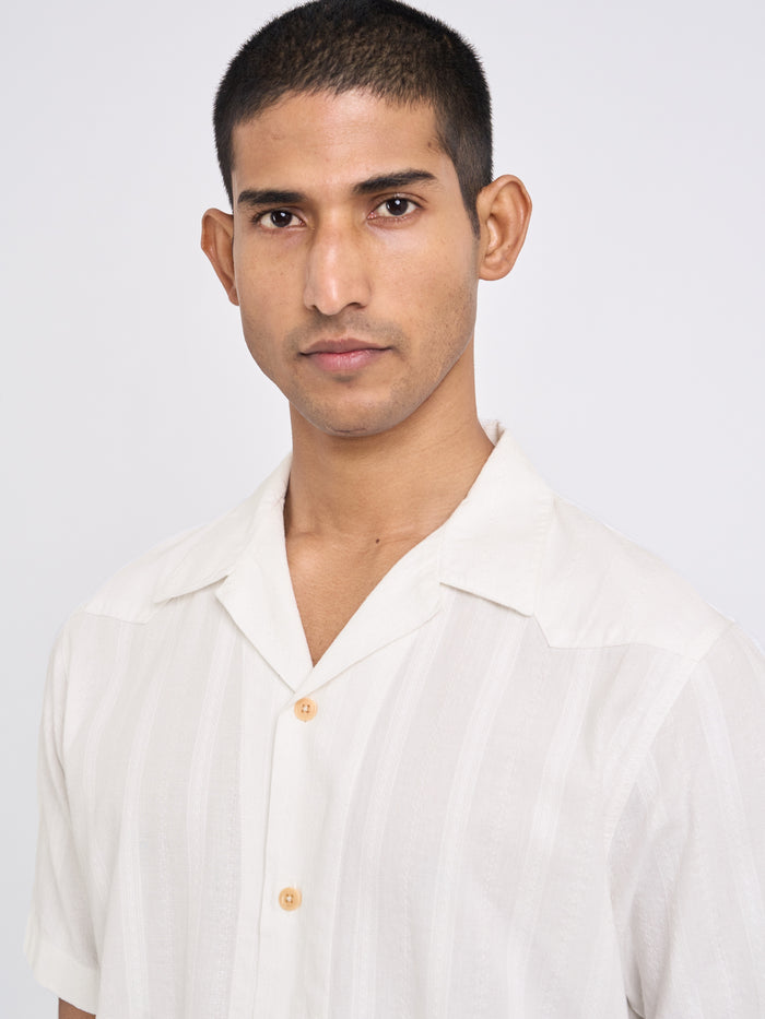 Cuban Short Sleeve Shirt Davey White