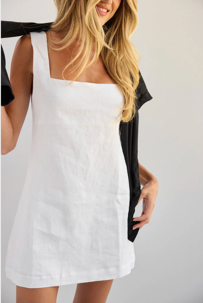 Dahlia Linen Mini Dress - White