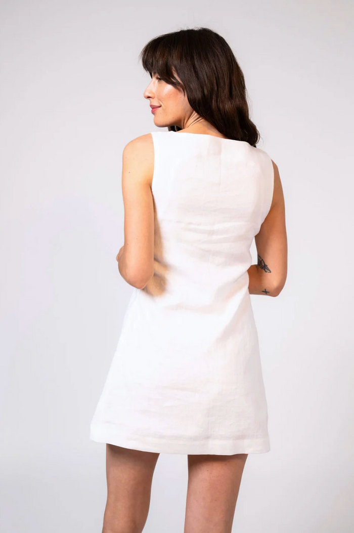Dahlia Linen Mini Dress - White