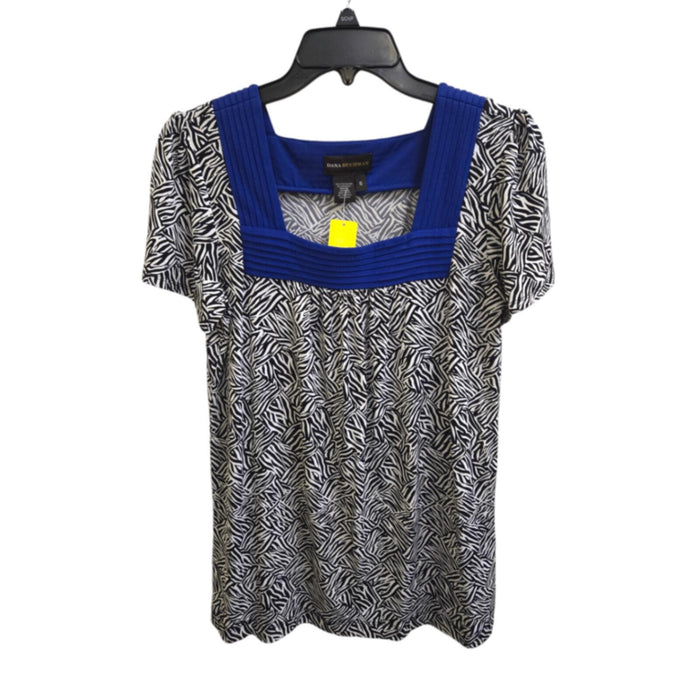 Dana Buchman Blouse S Black and White with Blue accents