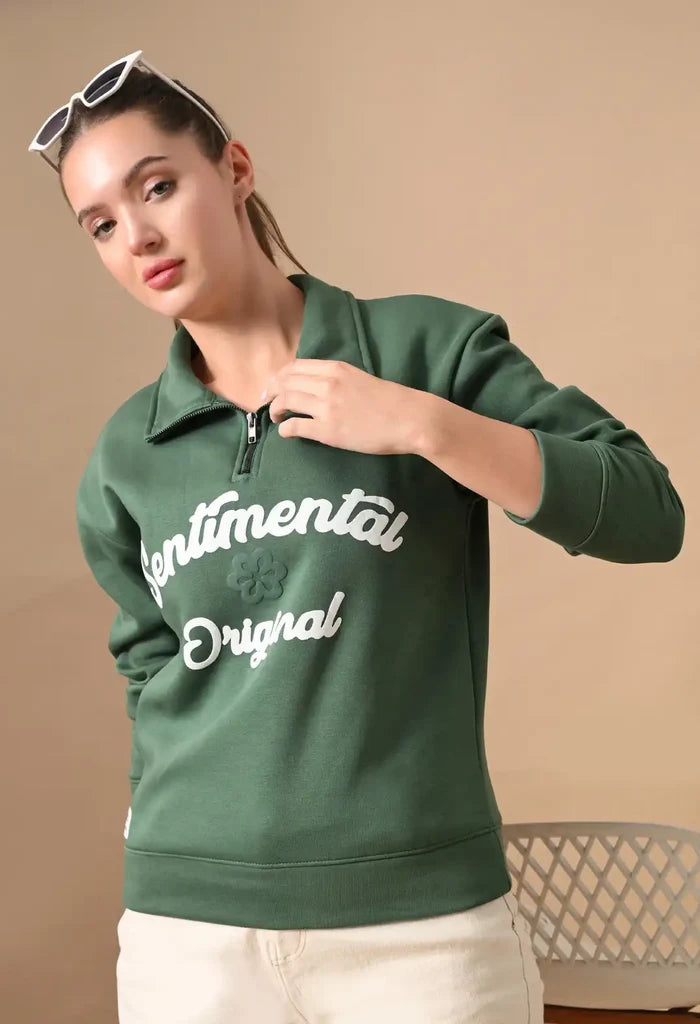 Dark Green Puff Print Men's Henley Sweatshirts for Men
