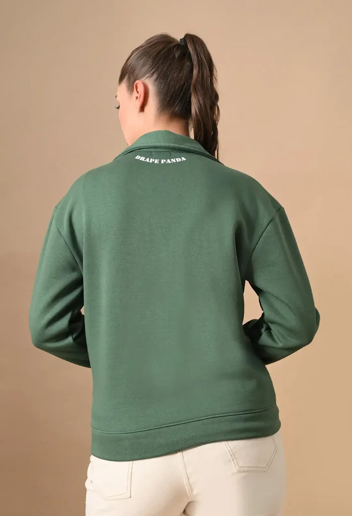 Dark Green Puff Print Men's Henley Sweatshirts for Men