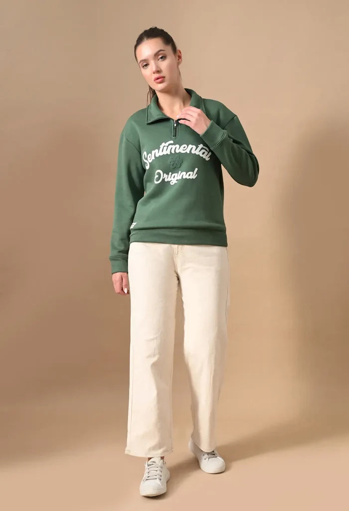 Dark Green Puff Print Men's Henley Sweatshirts for Men