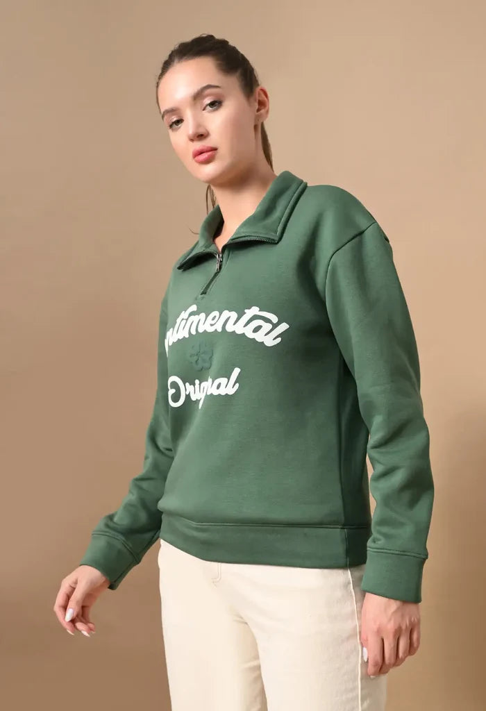 Dark Green Puff Print Men's Henley Sweatshirts for Men