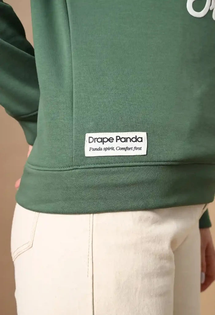 Dark Green Puff Print Men's Henley Sweatshirts for Men