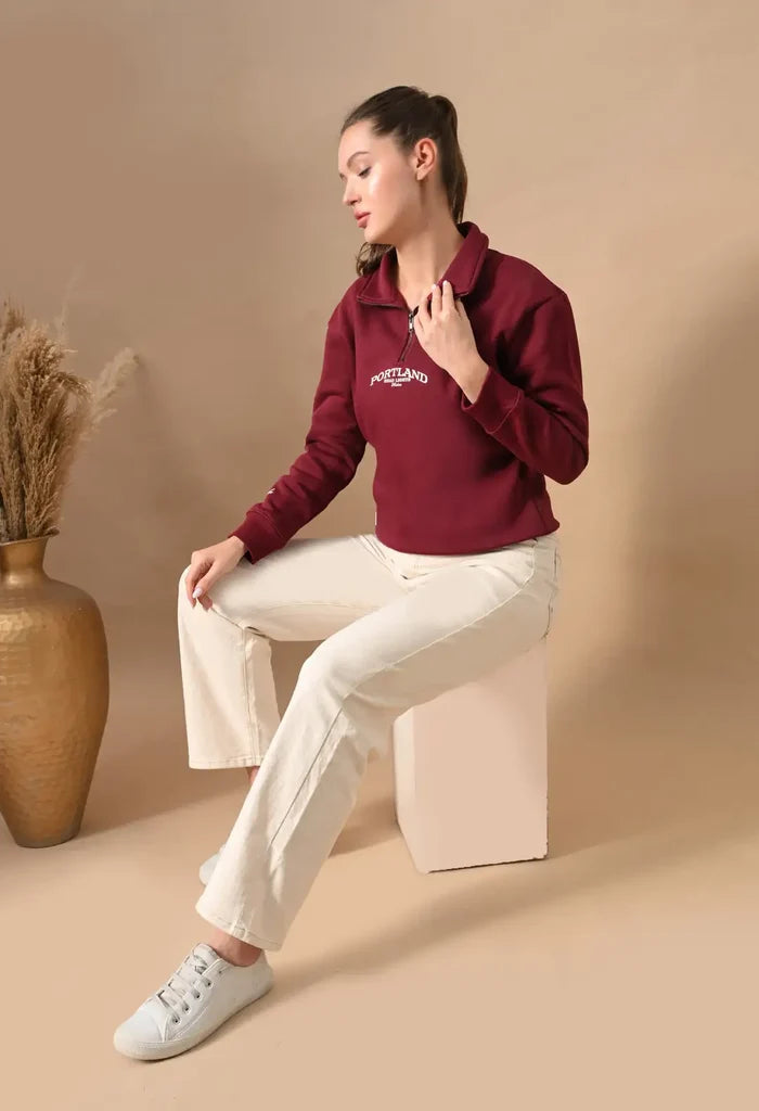 Deep Red Men's Henley Sweatshirts for Men