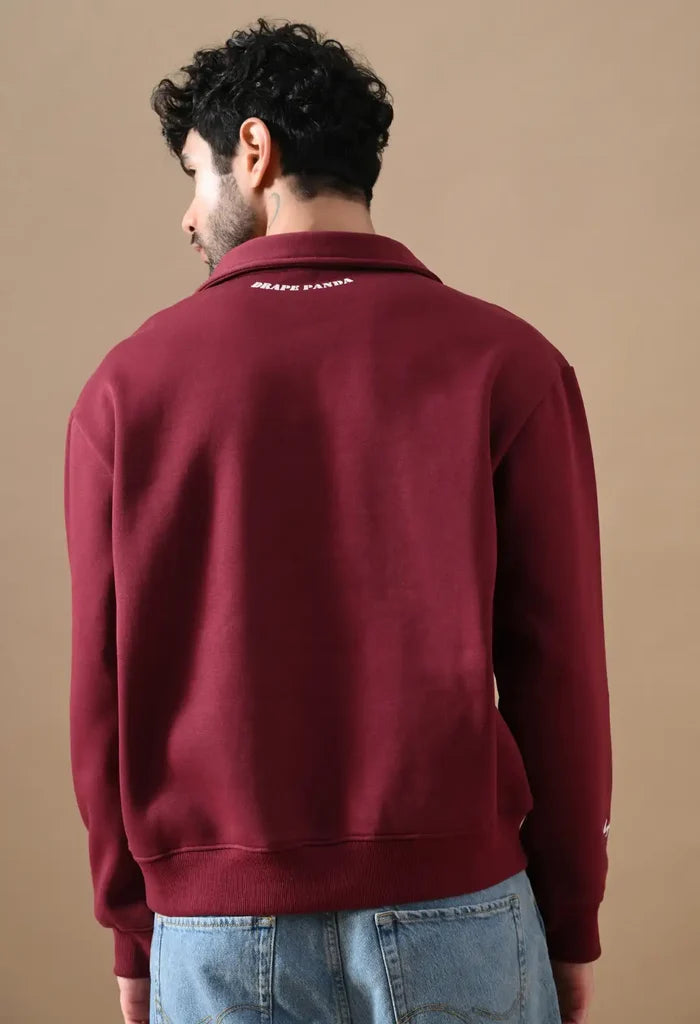 Deep Red Men's Henley Sweatshirts for Men