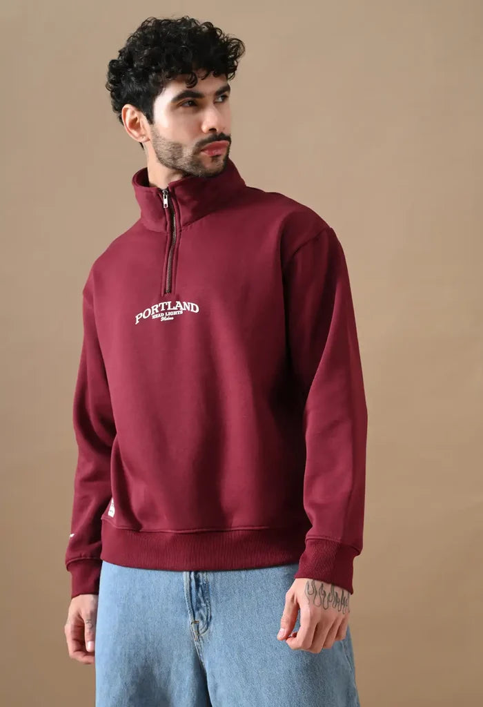 Deep Red Men's Henley Sweatshirts for Men
