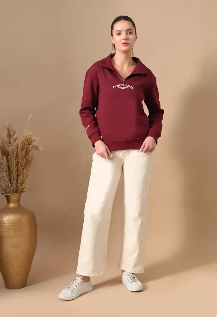 Deep Red Men's Henley Sweatshirts for Men