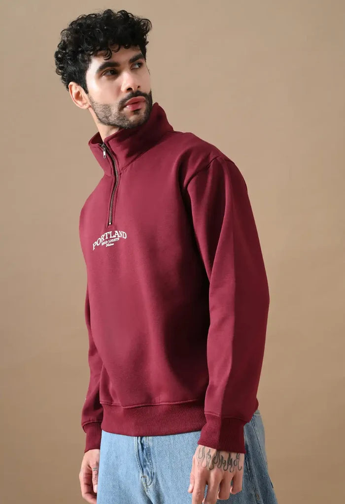 Deep Red Men's Henley Sweatshirts for Men