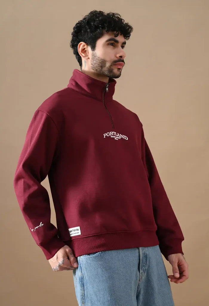 Deep Red Men's Henley Sweatshirts for Men