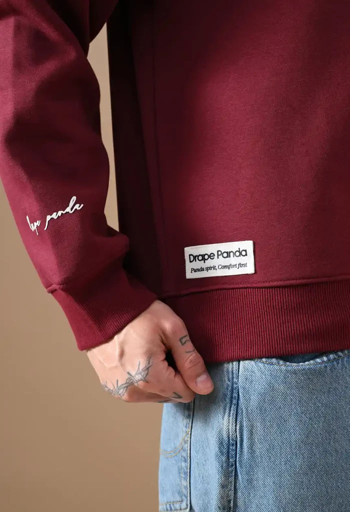 Deep Red Men's Henley Sweatshirts for Men