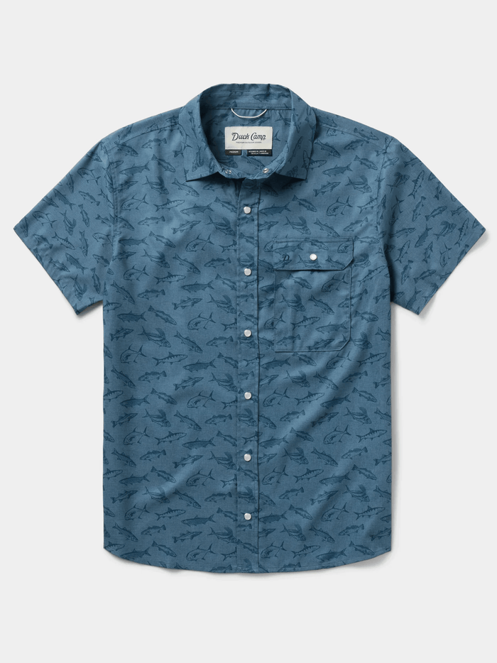 Duck Camp Men's Brrr Performance Shirt Short Sleeve Duck Camp Bering Sea Coastal Frenzy / L Men's Short Sleeve Button Down Shirts Rivers and Glen Trading Co