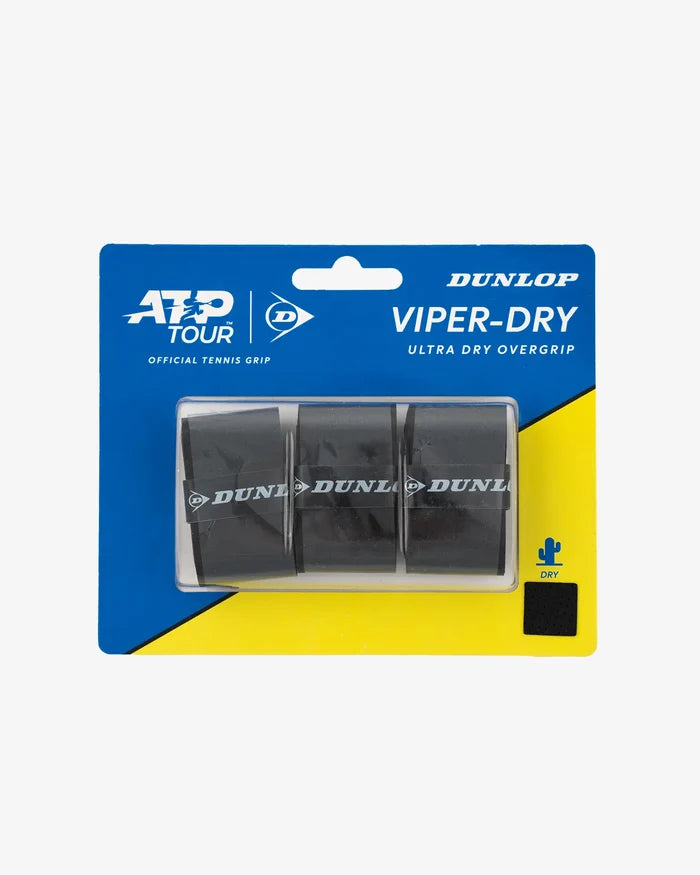 Dunlop Dunlop ATP Tour Viper-Dry Overgrip - 3 Pack -  Black Tennis Grip Tape