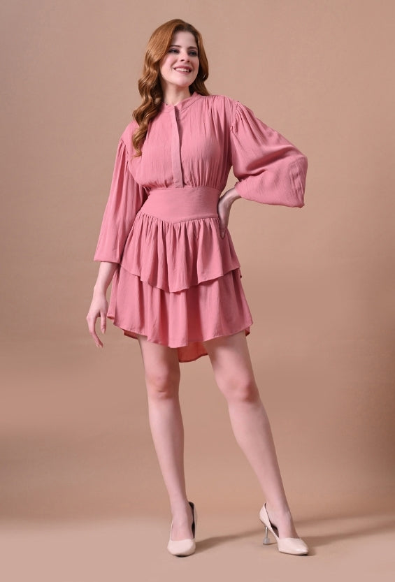 Dusty Rose Rayon Women's Tiered Dresses for Women