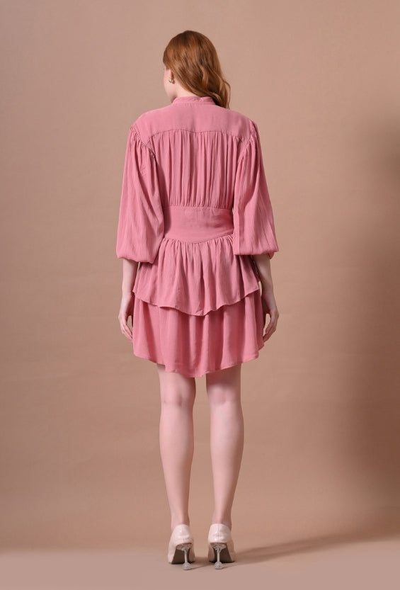 Dusty Rose Rayon Women's Tiered Dresses for Women