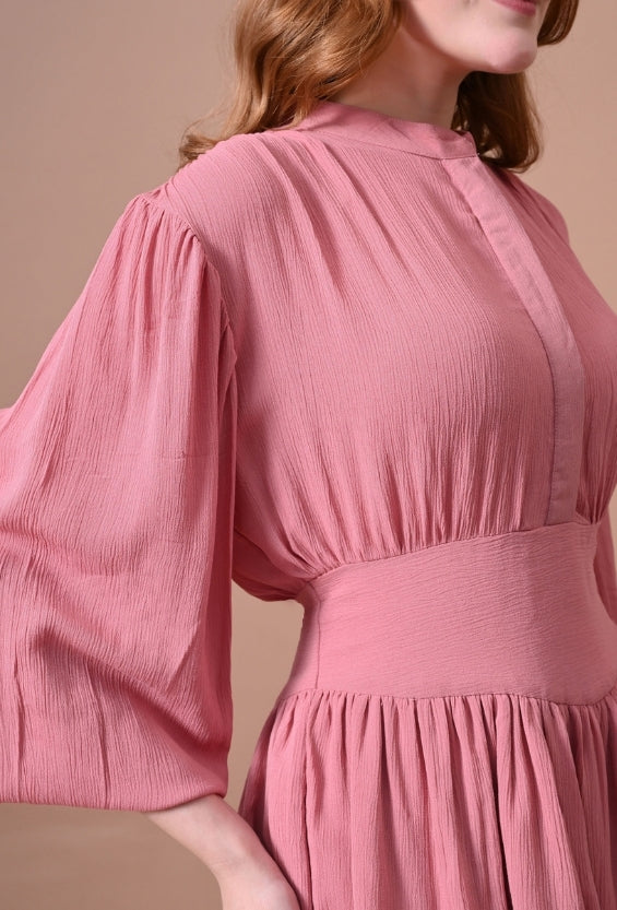 Dusty Rose Rayon Women's Tiered Dresses for Women