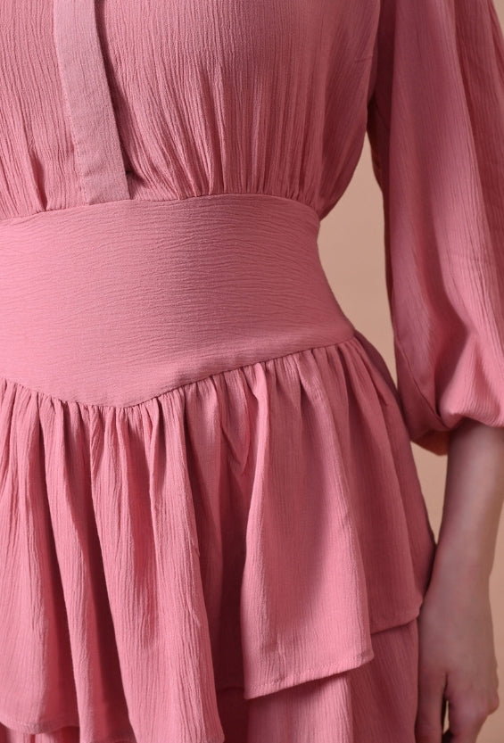 Dusty Rose Rayon Women's Tiered Dresses for Women