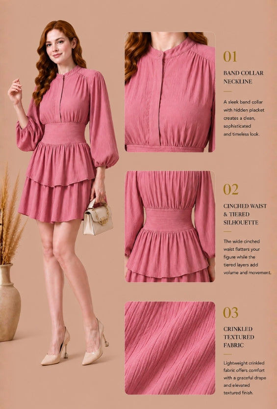 Dusty Rose Rayon Women's Tiered Dresses for Women