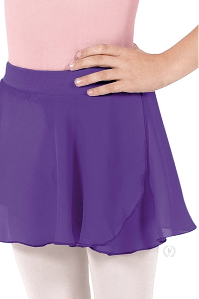 Eurotard Kids Chiffon Mock Wrap Pull On Skirt, Purple 10127
