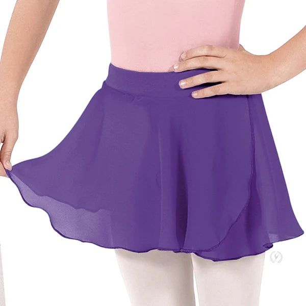 Eurotard Kids Chiffon Mock Wrap Pull On Skirt, Purple 10127