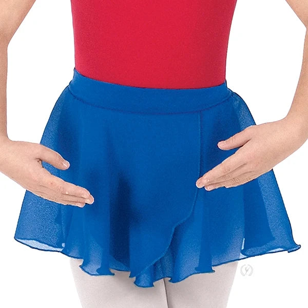 Eurotard Kids Chiffon Mock Wrap Pull On Skirt, Royal Blue 10127