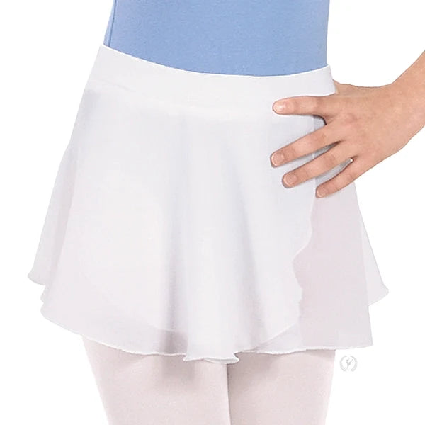 Eurotard Kids Chiffon Mock Wrap Pull On Skirt, White 10127