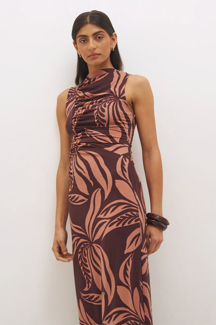 Farah Ruched Dress - Flowy Leaf