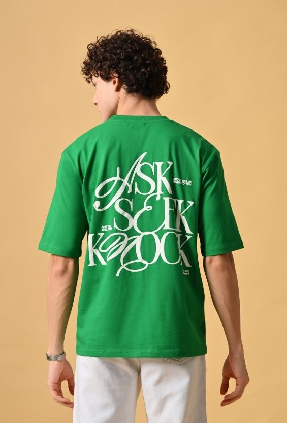 Forest Green Cotton Relaxed Fit Graphic T-Shirt for Men | 210 GSM | Typography Back Print