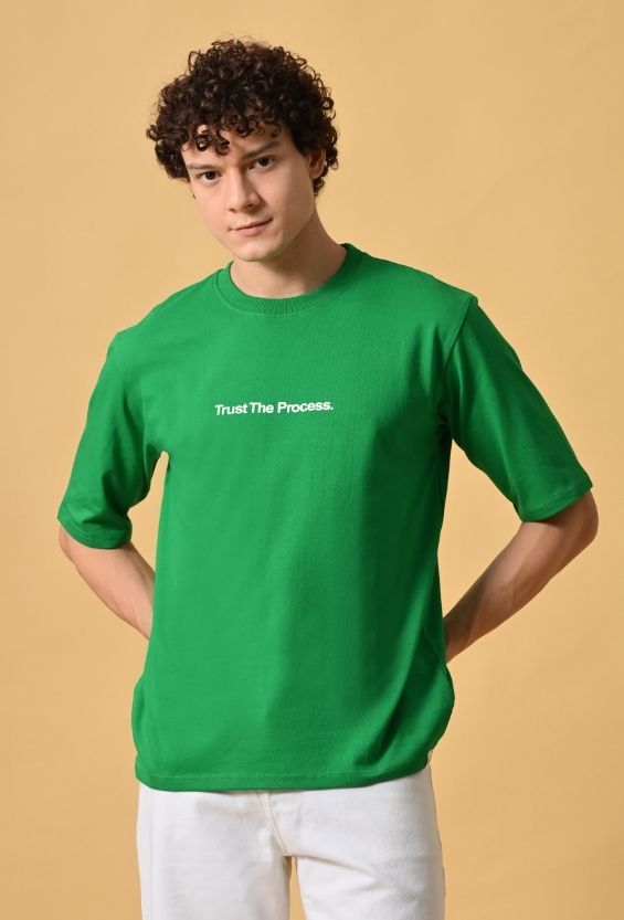 Forest Green Cotton Relaxed Fit Graphic T-Shirt for Men | 210 GSM | Typography Back Print