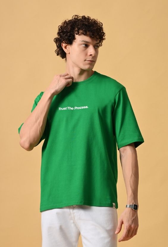 Forest Green Cotton Relaxed Fit Graphic T-Shirt for Men | 210 GSM | Typography Back Print