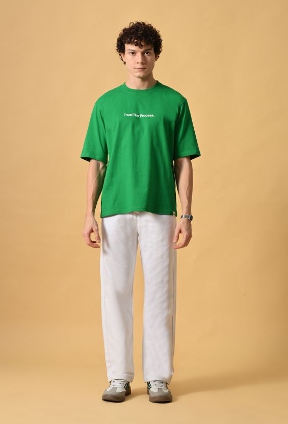 Forest Green Cotton Relaxed Fit Graphic T-Shirt for Men | 210 GSM | Typography Back Print