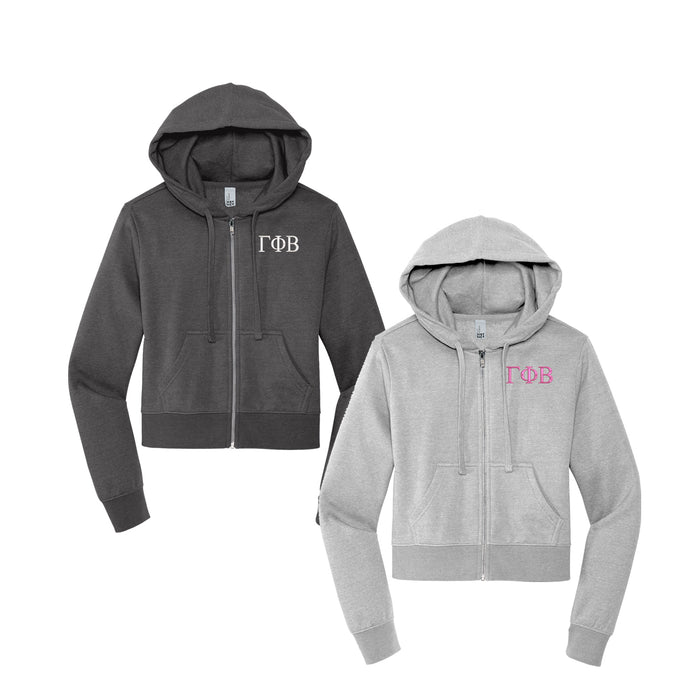 Gamma Phi Beta Cropped Zip Up Hoodie