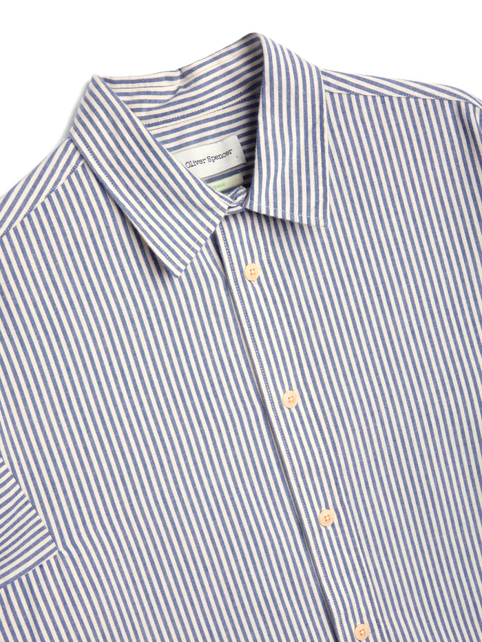 Collar shot of Oliver Spencer Oversized Spread Collar Organic Cotton Shirt