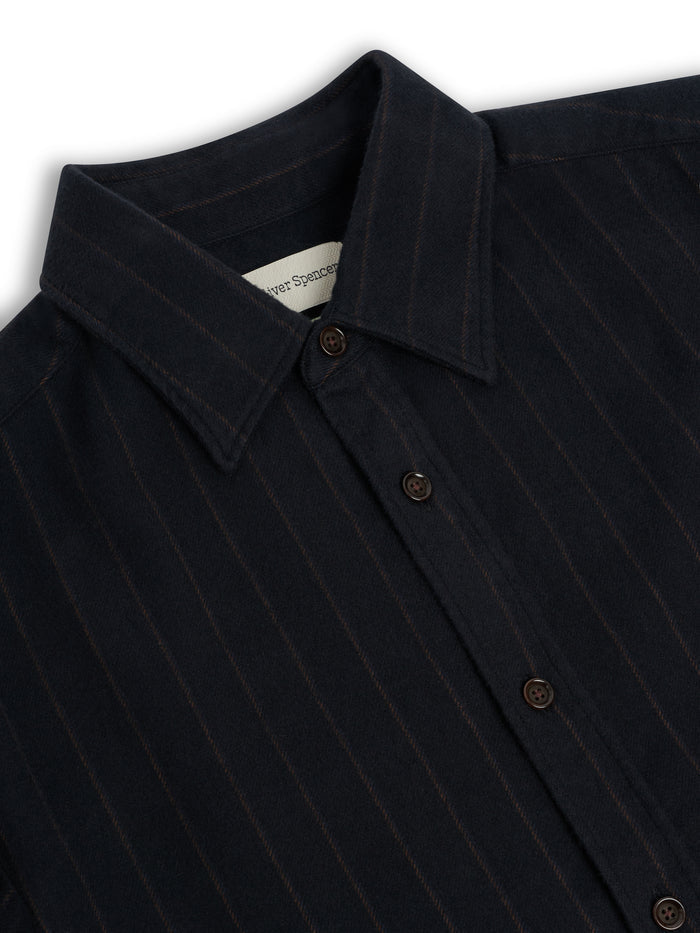 Oliver Spencer Men's Navy Loose-Fit Organic Cotton Overshirt