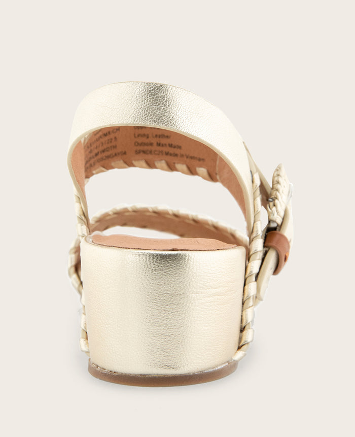 GENTLE SOULS - Gayle Metallic Two Band Whip Stitch Wedge Sandal