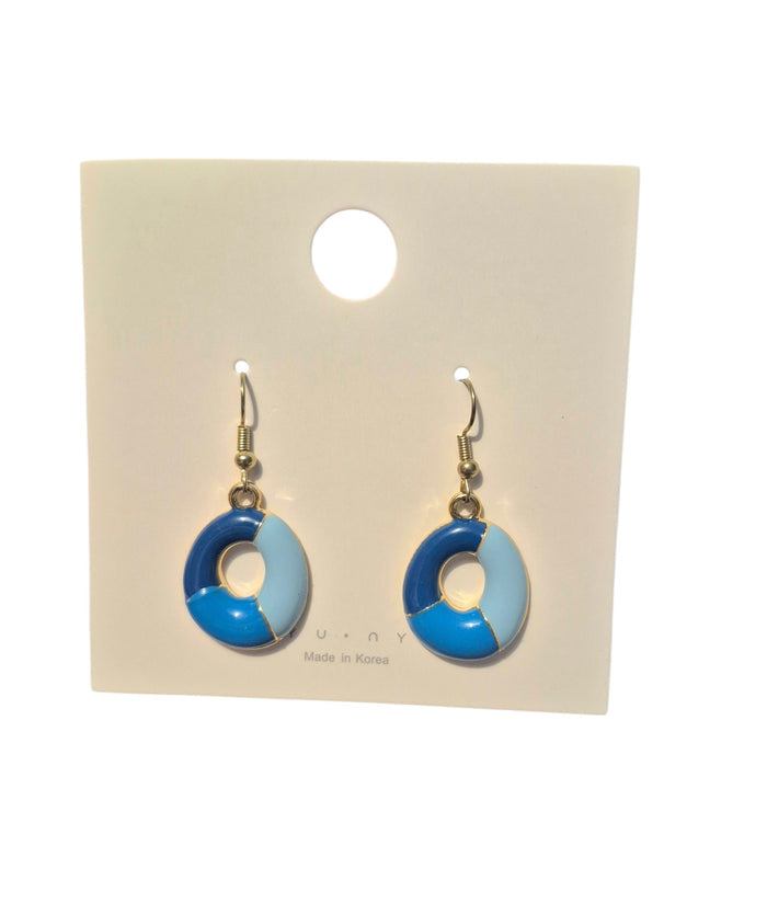 Gold and blue earrings
