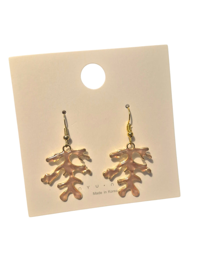 Gold and pink coral earrings
