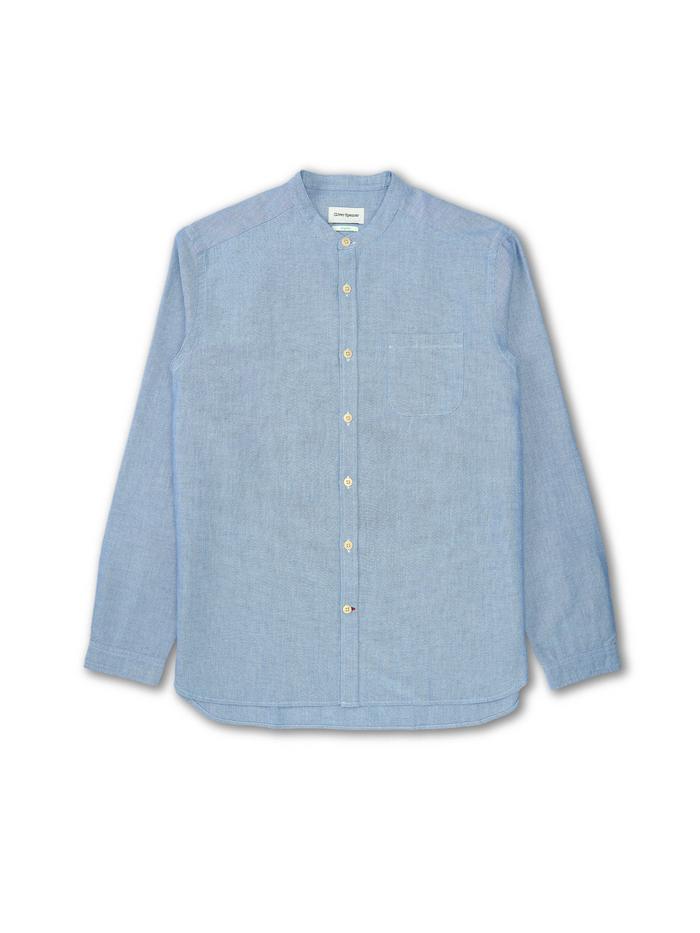 Grandad Collar Shirt Brecon Oxford Blue