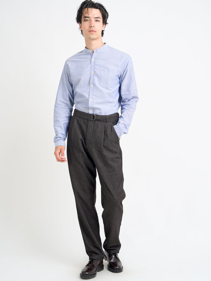 Grandad Collar Shirt Brecon Oxford Blue