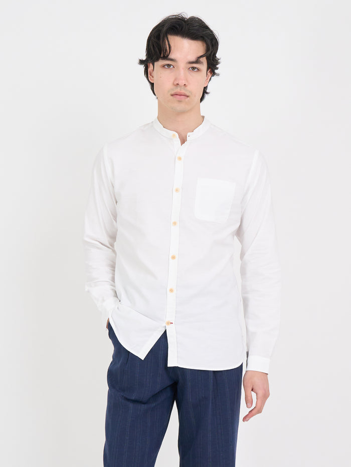 Grandad Collar Shirt Brecon Oxford White