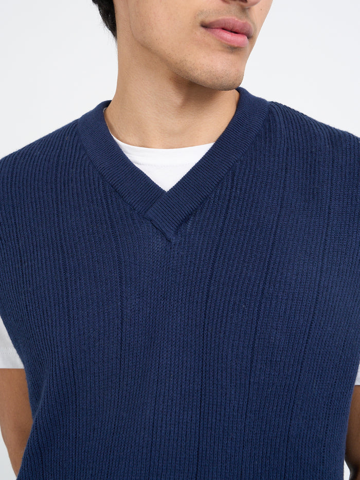 Graves V Neck Vest Overton Navy