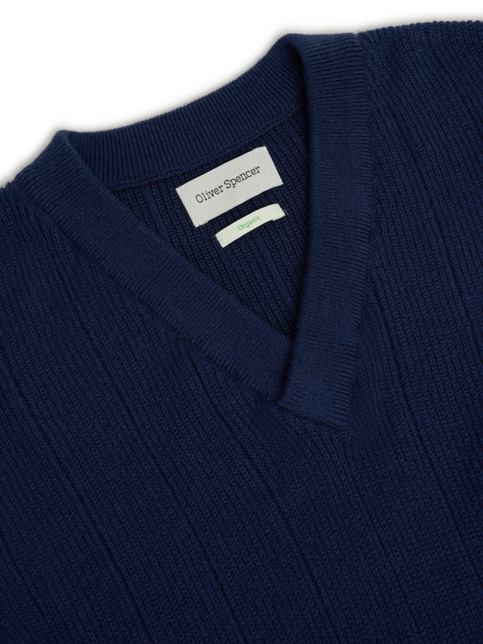 Graves V Neck Vest Overton Navy