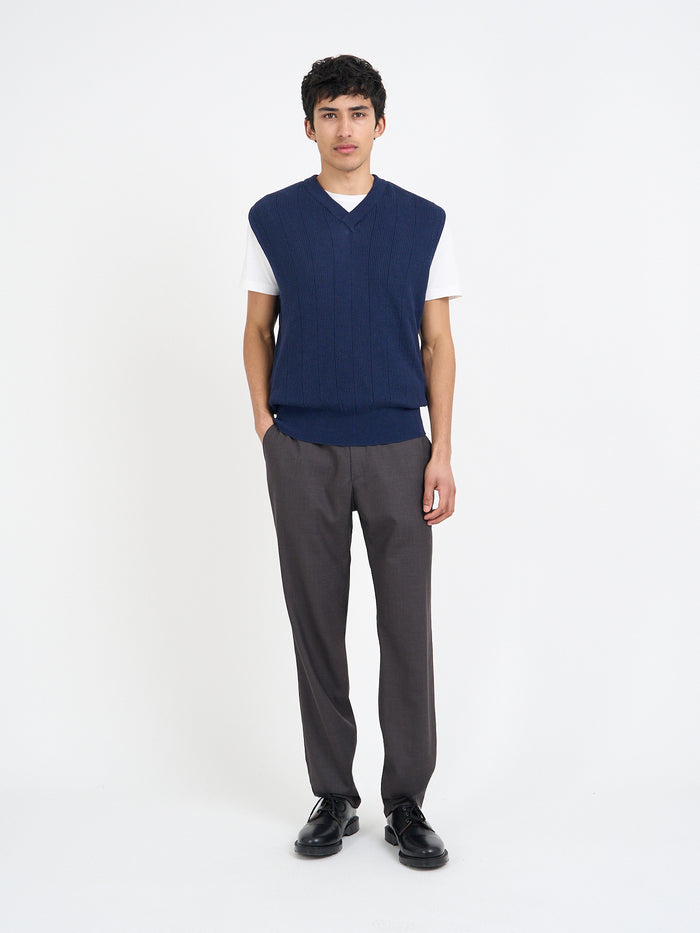 Graves V Neck Vest Overton Navy