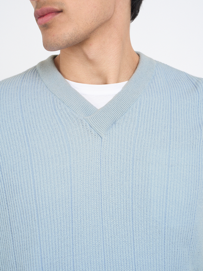 Graves V Neck Vest Overton Sky Blue