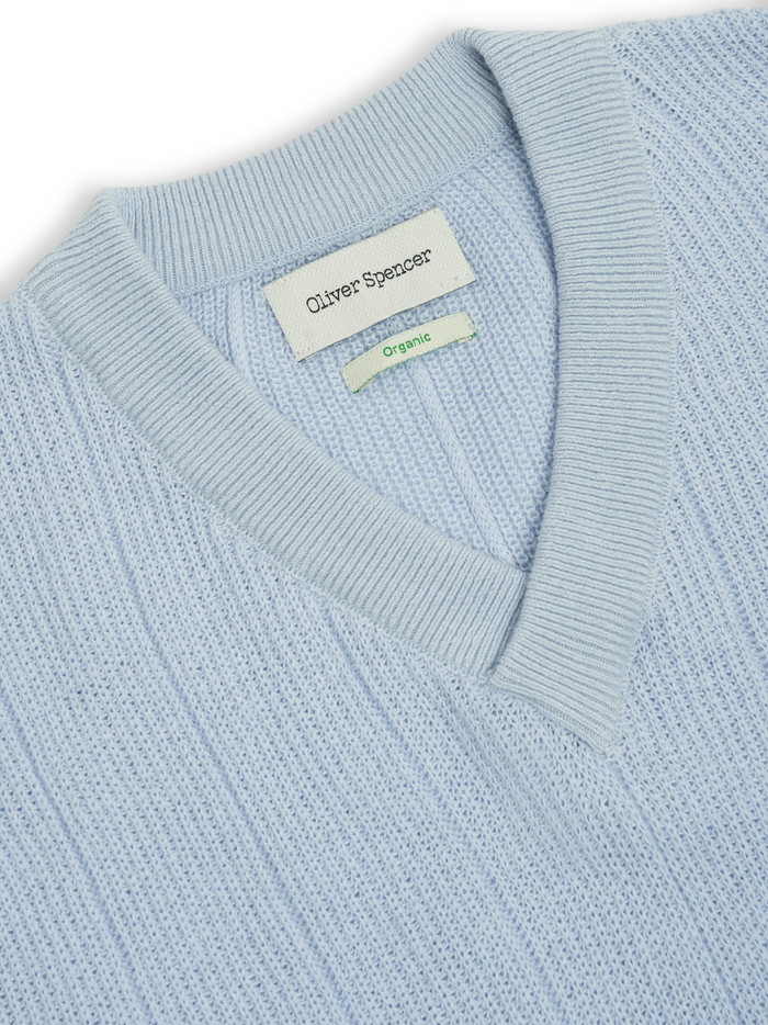 Graves V Neck Vest Overton Sky Blue